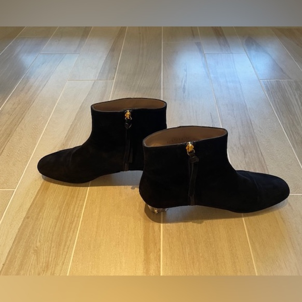 Stuart Weitzman The Dark Star Black Ankle Boots with Gem Heel - Picture 3 of 9